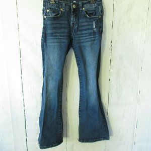 7 For All Mankind Jeans 8 Girls A Pocket Flare Dark Distressed Boho